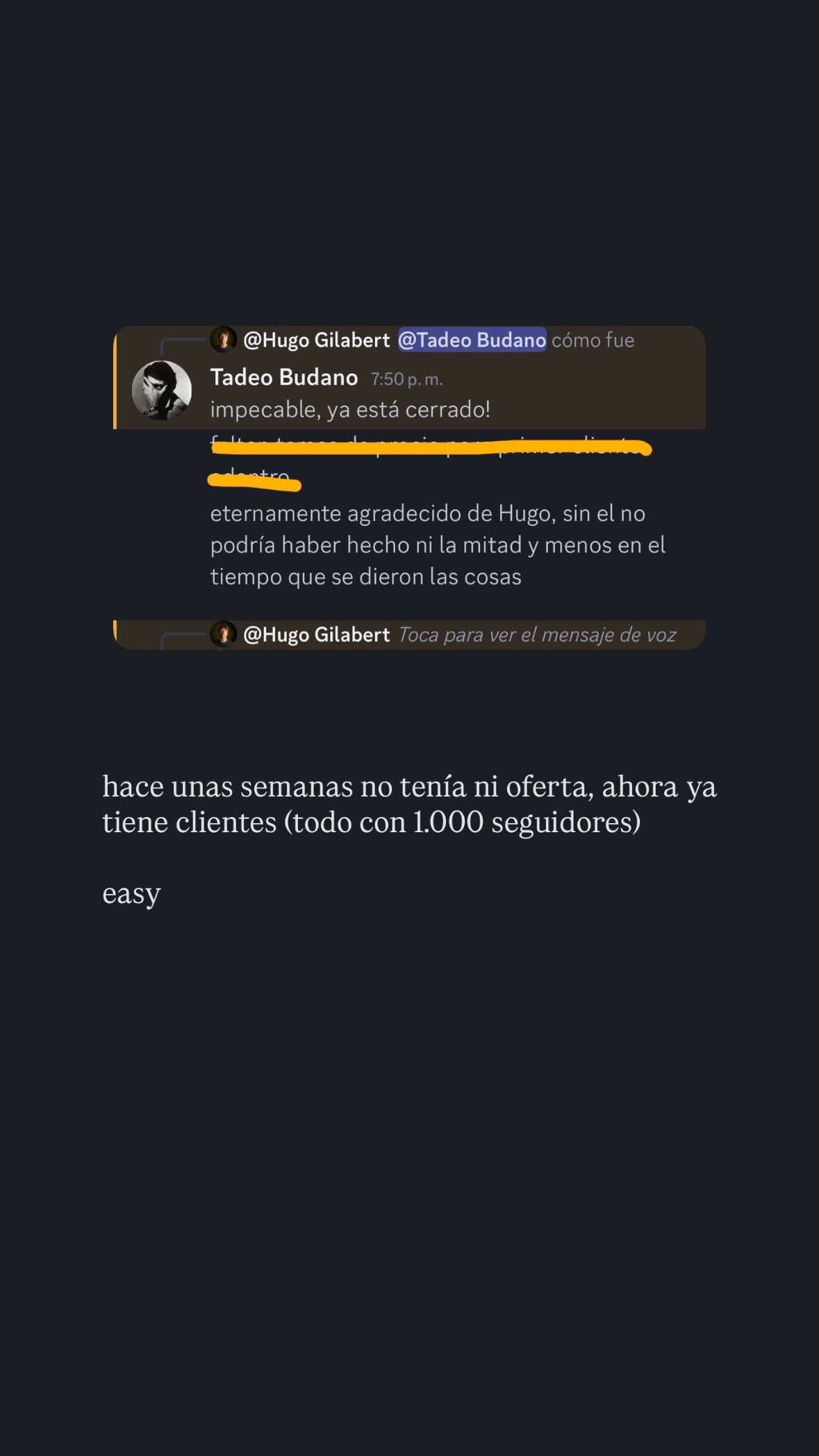 Resultado de un cliente